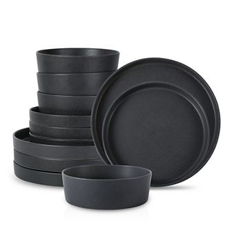 Stone by Mercer Project MODAN 12 pc Round Dinnerware Set in Charcoal