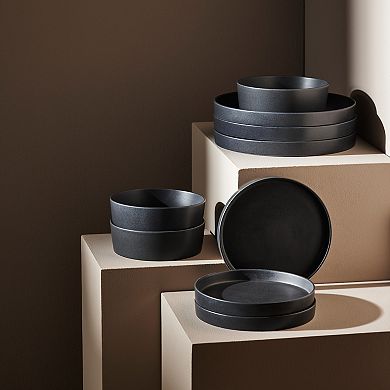 Stone by Mercer Project MODAN 12-Piece Round Dinnerware Set in Charcoal