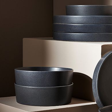 Stone by Mercer Project MODAN 12-Piece Round Dinnerware Set in Charcoal
