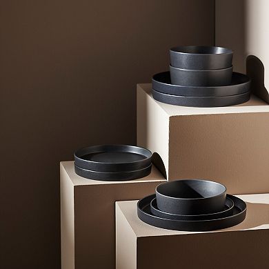 Stone by Mercer Project MODAN 12-Piece Round Dinnerware Set in Charcoal