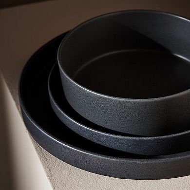 Stone by Mercer Project MODAN 12-Piece Round Dinnerware Set in Charcoal