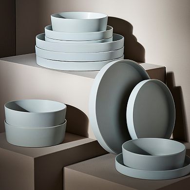 Stone by Mercer Project MODAN 12-Piece Round Dinnerware Set in Blue-Grey