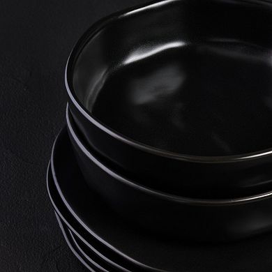Stone by Mercer Project HEKONDA Stoneware 32-Piece Dinnerware Set in Black