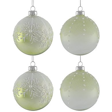 Northlight Snowflakes Shiny Glass Ball Christmas Ornaments 4-piece Set