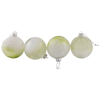 Northlight Snowflakes Shiny Glass Ball Christmas Ornaments 4-piece Set
