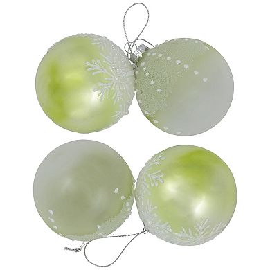Northlight Snowflakes Shiny Glass Ball Christmas Ornaments 4-piece Set