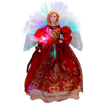 Northlight Lighted Fiber Optic Red Dress Angel Christmas Tree Topper