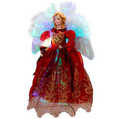 Northlight Lighted Fiber Optic Red Dress Angel Christmas Tree Topper