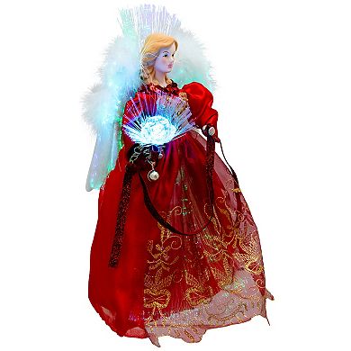 Northlight Lighted Fiber Optic Red Dress Angel Christmas Tree Topper