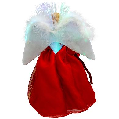 Northlight Lighted Fiber Optic Red Dress Angel Christmas Tree Topper