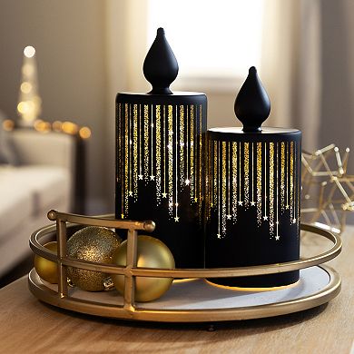Northlight LED Lighted Glass Candle with Stars Christmas Table Decor