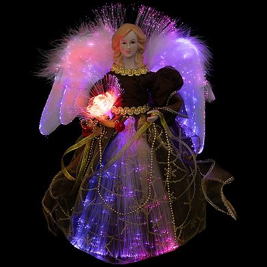 Northlight Color-Changing Fiber Optic Burgundy Dress Christmas Angel Tree Topper