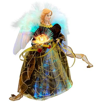 Northlight Color-Changing Fiber Optic Burgundy Dress Christmas Angel Tree Topper