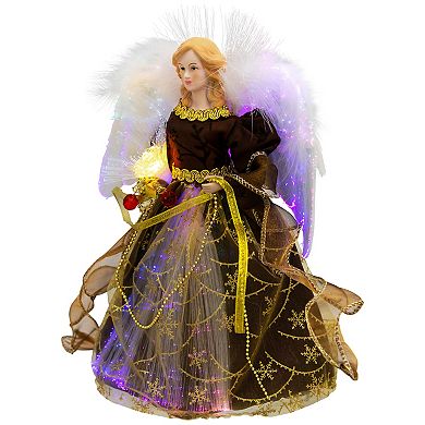 Northlight Color-Changing Fiber Optic Burgundy Dress Christmas Angel Tree Topper