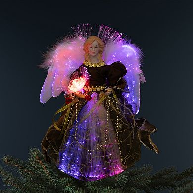 Northlight Color-Changing Fiber Optic Burgundy Dress Christmas Angel Tree Topper