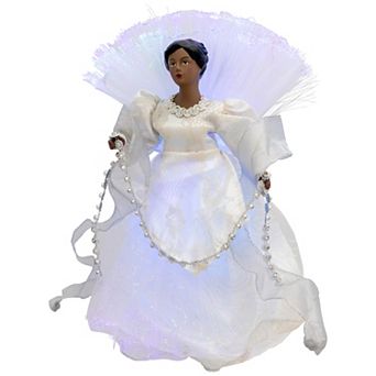 Northlight Lighted Fiber Optic Deep Skin Tone Angel Christmas Tree Topper