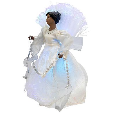 Northlight Lighted Fiber Optic Deep Skin Tone Angel Christmas Tree Topper