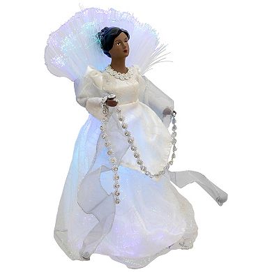 Northlight Lighted Fiber Optic Deep Skin Tone Angel Christmas Tree Topper