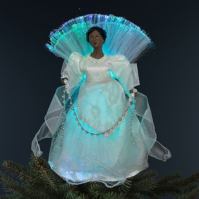 Northlight Lighted Fiber Optic Deep Skin Tone Angel Christmas Tree Topper