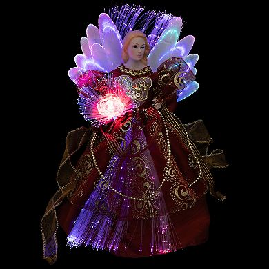 Northlight Lighted Fiber Optic Burgundy Dress Angel Christmas Tree Topper