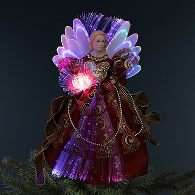 Northlight Lighted Fiber Optic Burgundy Dress Angel Christmas Tree Topper