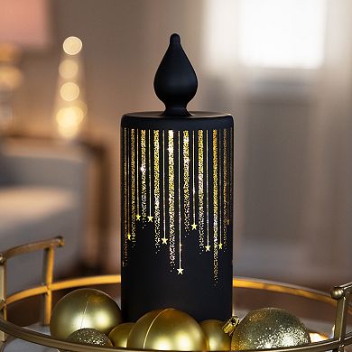 Northlight LED Lighted Glass Candle with Stars Christmas Table Decor