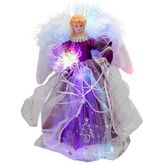 Northlight Purple Dress Lighted Fiber Optic Color Changing Angel Christmas Tree Topper