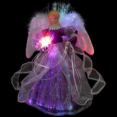 Northlight Purple Dress Lighted Fiber Optic Color Changing Angel Christmas Tree Topper