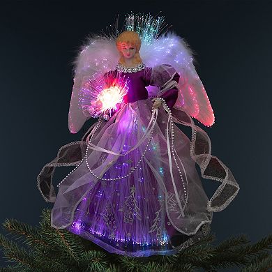 Northlight Purple Dress Lighted Fiber Optic Color Changing Angel Christmas Tree Topper