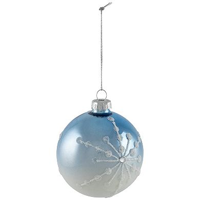 Northlight Stripes & Snowflakes Shiny Glass Ball Christmas Ornaments 4-piece Set