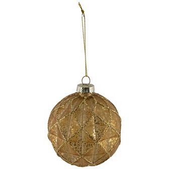 Northlight Geometric Glittered Mercury Glass Ball Christmas Ornaments 4 pc Set