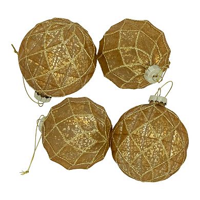 Northlight Geometric Glittered Mercury Glass Ball Christmas Ornaments 4-piece Set