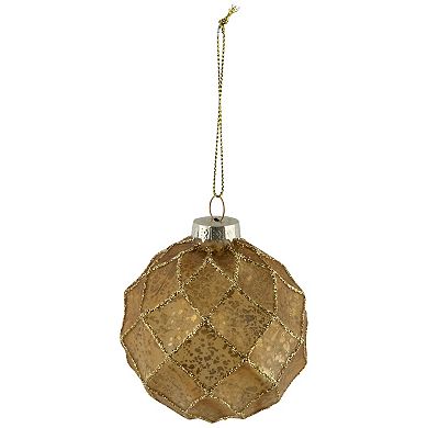 Northlight Geometric Glittered Mercury Glass Ball Christmas Ornaments 4-piece Set