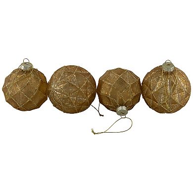Northlight Geometric Glittered Mercury Glass Ball Christmas Ornaments 4-piece Set