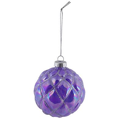 Northlight Shiny Glittered Iridescent Glass Ball Christmas Ornaments 4-piece Set