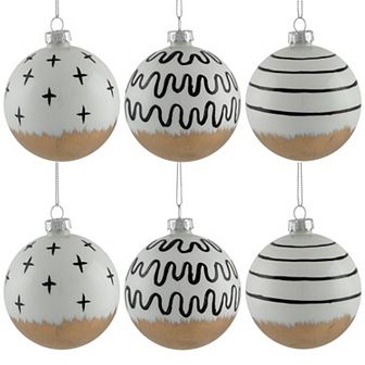 Northlight Abstract Glass Ball Christmas Ornaments 6 pc Set