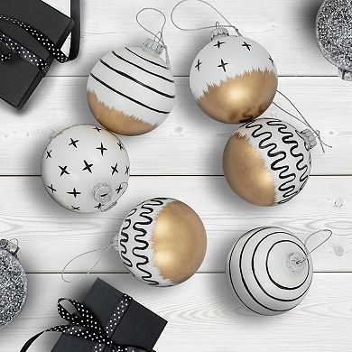 Northlight Abstract Glass Ball Christmas Ornaments 6-piece Set