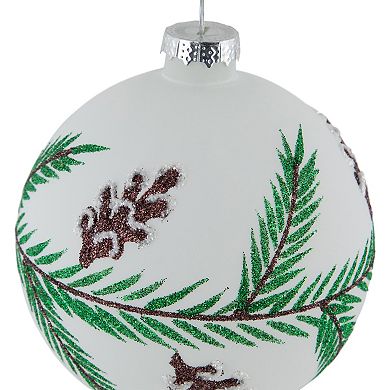 Northlight Glittered Glass Ball Christmas Ornaments with Pine Cones 4-piece Set