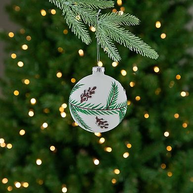 Northlight Glittered Glass Ball Christmas Ornaments with Pine Cones 4-piece Set