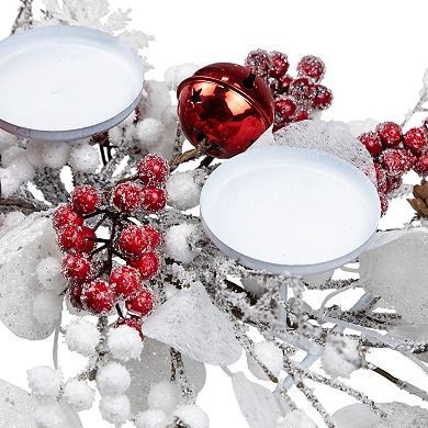Northlight Artificial Berries & Snowflakes Christmas Pillar Candle Holder