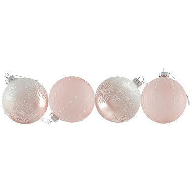 Northlight Snowflakes Glass Ball Christmas Ornaments 4-piece Set