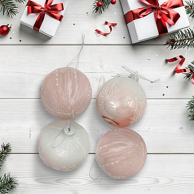 Northlight Snowflakes Glass Ball Christmas Ornaments 4-piece Set