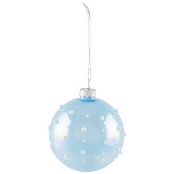 Northlight Shiny Glass Ball Christmas Ornaments with Pearl Drops 4 pc Set
