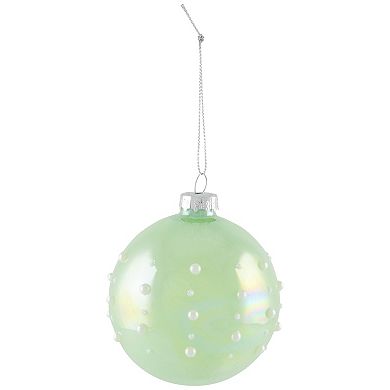 Northlight Shiny Glass Ball Christmas Ornaments with Pearl Drops 4-piece Set