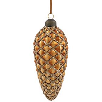Northlight Glittered Pine Cone Glass Christmas Ornaments 4 pc Set