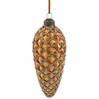 Northlight Glittered Pine Cone Glass Christmas Ornaments 4 pc Set