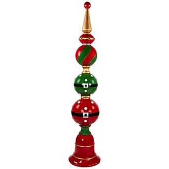Northlight Red & Green Ball Finial with Bell Base Christmas Decoration
