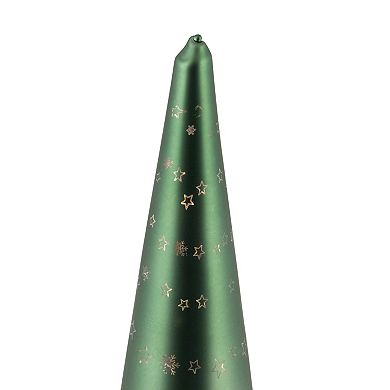Northlight LED Lighted Snowy Forest Glass Christmas Cone Table Decor