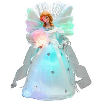 Northlight Color-Changing Fiber Optic Angel with Rose Christmas Tree Topper