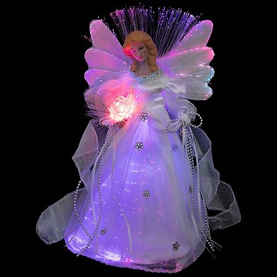 Northlight Color-Changing Fiber Optic Angel with Rose Christmas Tree Topper